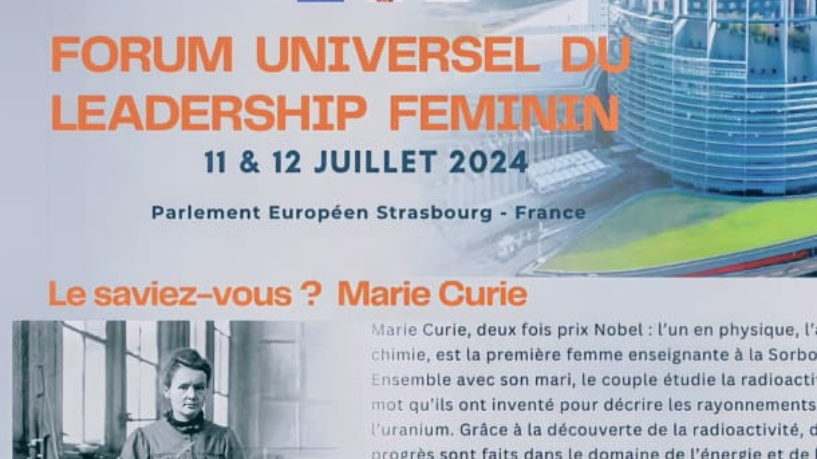 Participation de Humanitas Belgique au Forum Universel du Leadership Féminin – Strasbourg, 11-12 juillet 2024
